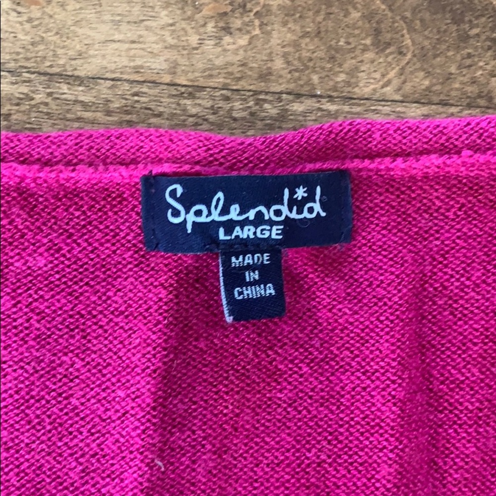 Splendid Gray/Fuchsia Color Block Sweater - image 2